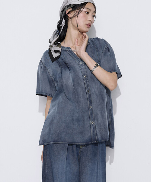 K.T KIYOKO TAKASE(キヨコタカセ)の「2.2オンス シフォンデニムタックブラウス(シャツ/ブラウス・レディース・インディゴブルー/ライトインディゴブルー・7号/9号)」の22枚目の写真