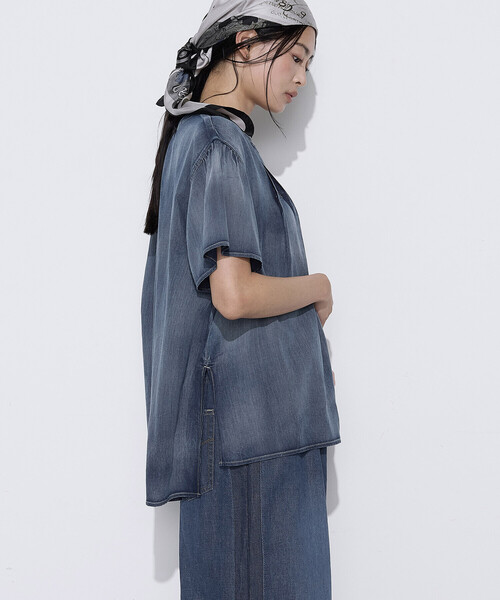 K.T KIYOKO TAKASE(キヨコタカセ)の「2.2オンス シフォンデニムタックブラウス(シャツ/ブラウス・レディース・インディゴブルー/ライトインディゴブルー・7号/9号)」の20枚目の写真