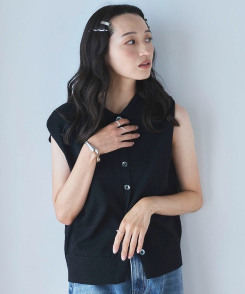 Liora by archives(リオラバイアルシーヴ)の「【Liora by archives】ウォッシャブルポロニットベスト(ベスト・レディース・ベージュ/グレー/ブラック・MEDIUM/LARGE)」の13枚目の写真