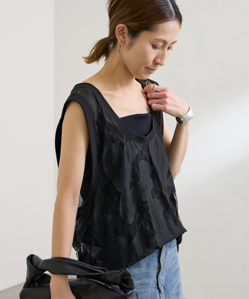 FRAMeWORK(フレームワーク)の「≪追加≫ESTHE OVERSIZED SHEER LACE ベスト(シャツ/ブラウス・レディース・ホワイト/ブラック・FREE)」の16枚目の写真