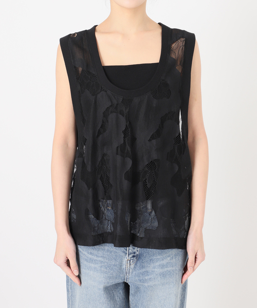 FRAMeWORK(フレームワーク)の「≪追加≫ESTHE OVERSIZED SHEER LACE ベスト(シャツ/ブラウス・レディース・ホワイト/ブラック・FREE)」の6枚目の写真