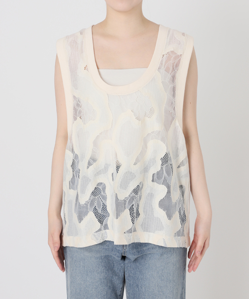 FRAMeWORK(フレームワーク)の「≪追加≫ESTHE OVERSIZED SHEER LACE ベスト(シャツ/ブラウス・レディース・ホワイト/ブラック・FREE)」の8枚目の写真
