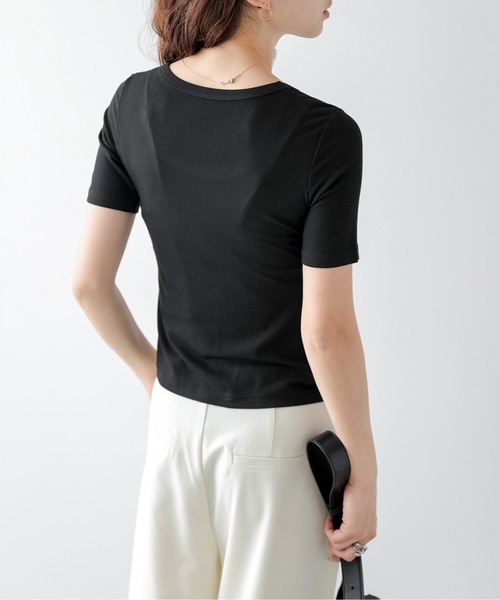 La-gemme(ラジェム)の「シェイプリブTシャツ(Tシャツ/カットソー・レディース・ホワイト/グレー/ブラック/ベージュ・フリー)」の12枚目の写真