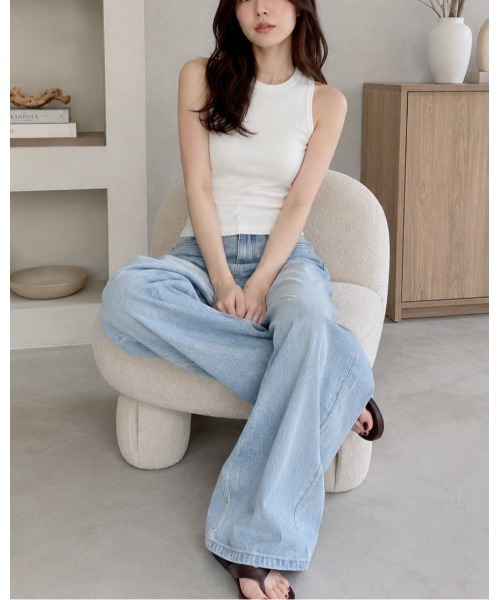 FAZVY(ファズビー)の「リブタンクトップ(タンクトップ・レディース・ホワイト/ブラック・M/S)」の2枚目の写真