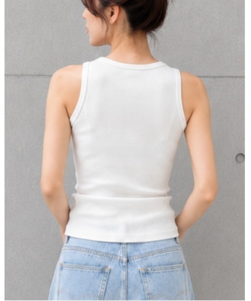 FAZVY(ファズビー)の「リブタンクトップ(タンクトップ・レディース・ホワイト/ブラック・M/S)」の4枚目の写真