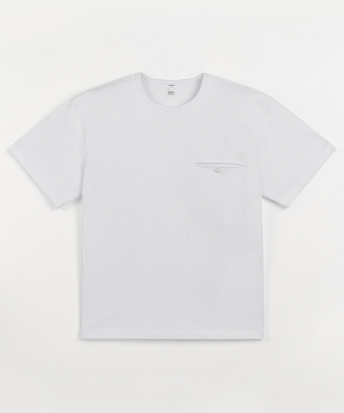 TOFFEE（トフィー）の「[S-XXL] スリムクロップボタンハーフTシャツ (ホワイト)（Tシャツ/カットソー・メンズ・その他・SMALL/MEDIUM/LARGE/X-LARGE/XX-LARGE）」の4枚目の写真