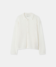 Linen blend collar cardigan / WHITE