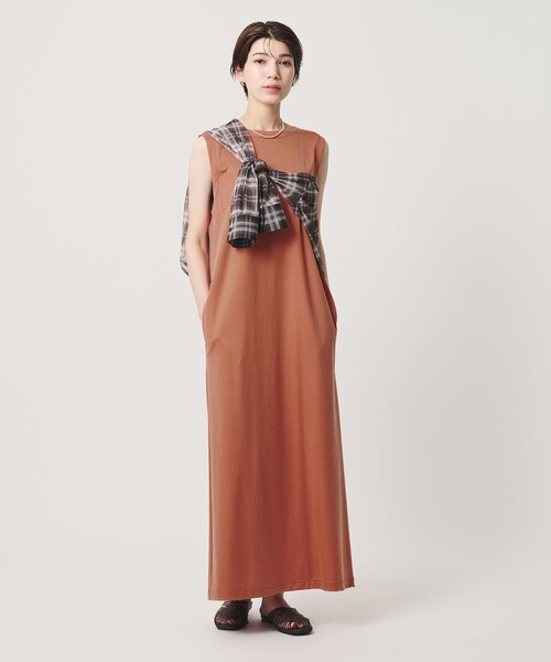 BEAUTY&YOUTH UNITED ARROWS（ビューティーアンドユースユナイテッドアローズ）の「キュプラポリエステル バックオープンワンピース（ワンピース・レディース・オレンジ/ブラック/ネイビー・M/S）」の3枚目の写真