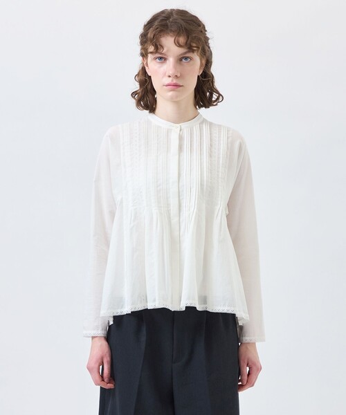 MACKINTOSH PHILOSOPHY(マッキントッシュ フィロソフィー)の「【WEB&一部店舗限定】コットンシルクレースブラウス(シャツ/ブラウス・レディース・オフホワイト/ブラック・38/36)」の6枚目の写真