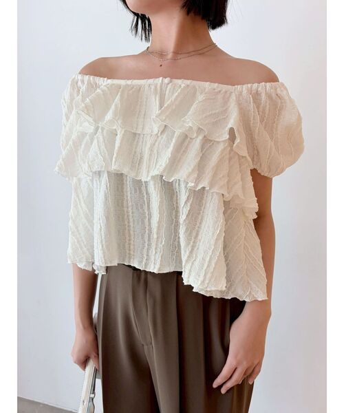 LAGUNAMOON(ラグナムーン)の「ティアードパフスリーブトップス 【半袖】【夏服】(シャツ/ブラウス・レディース・ホワイト/レッド/ブラック・FREE)」の8枚目の写真