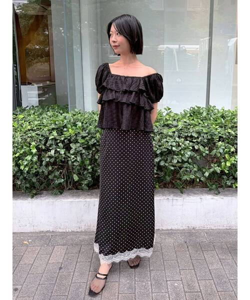LAGUNAMOON(ラグナムーン)の「ティアードパフスリーブトップス 【半袖】【夏服】(シャツ/ブラウス・レディース・ホワイト/レッド/ブラック・FREE)」の10枚目の写真