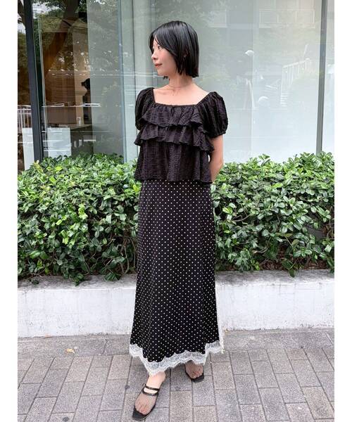 LAGUNAMOON(ラグナムーン)の「ティアードパフスリーブトップス 【半袖】【夏服】(シャツ/ブラウス・レディース・ホワイト/レッド/ブラック・FREE)」の11枚目の写真