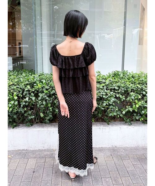 LAGUNAMOON(ラグナムーン)の「ティアードパフスリーブトップス 【半袖】【夏服】(シャツ/ブラウス・レディース・ホワイト/レッド/ブラック・FREE)」の12枚目の写真