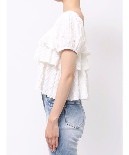 LAGUNAMOON(ラグナムーン)の「ティアードパフスリーブトップス 【半袖】【夏服】(シャツ/ブラウス・レディース・ホワイト/レッド/ブラック・FREE)」の15枚目の写真