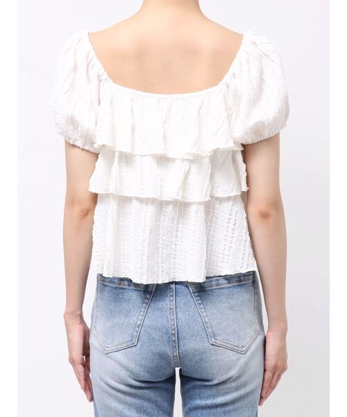 LAGUNAMOON(ラグナムーン)の「ティアードパフスリーブトップス 【半袖】【夏服】(シャツ/ブラウス・レディース・ホワイト/レッド/ブラック・FREE)」の16枚目の写真