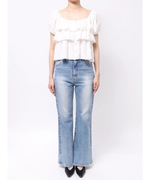 LAGUNAMOON(ラグナムーン)の「ティアードパフスリーブトップス 【半袖】【夏服】(シャツ/ブラウス・レディース・ホワイト/レッド/ブラック・FREE)」の21枚目の写真