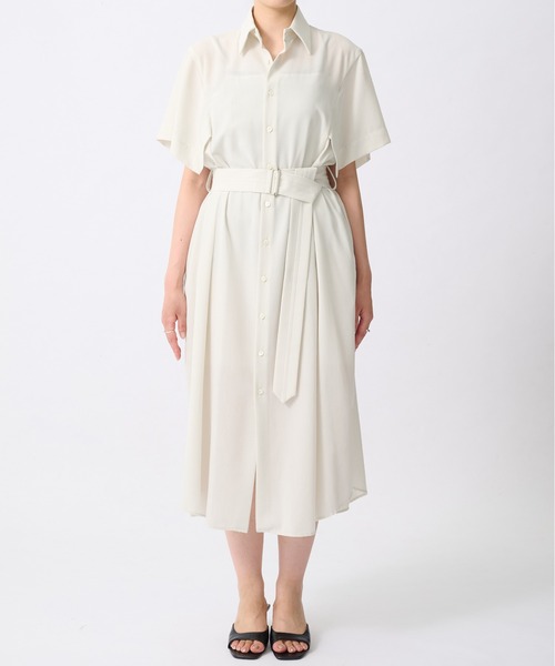 UJOH（ウジョー）の「【UJOH/ウジョー】Square Sleeve Dress/スクエアスリーブドレス（シャツワンピース・レディース・ホワイト/オレンジ・2）」の10枚目の写真