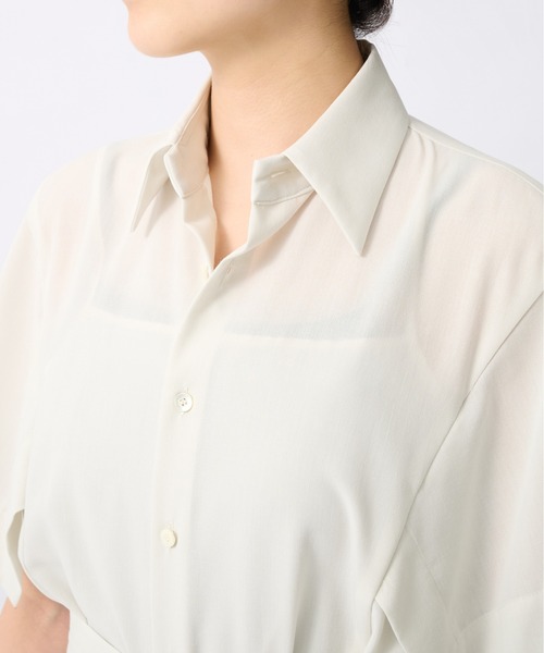 UJOH（ウジョー）の「【UJOH/ウジョー】Square Sleeve Dress/スクエアスリーブドレス（シャツワンピース・レディース・ホワイト/オレンジ・2）」の7枚目の写真