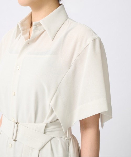 UJOH（ウジョー）の「【UJOH/ウジョー】Square Sleeve Dress/スクエアスリーブドレス（シャツワンピース・レディース・ホワイト/オレンジ・2）」の6枚目の写真