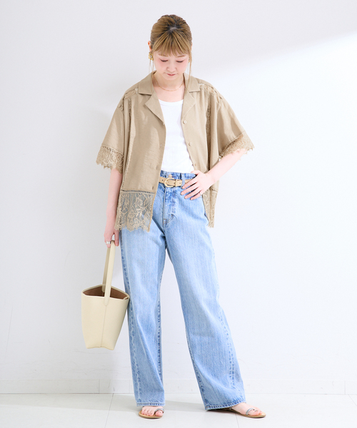 B.C STOCK(ベーセーストック)の「手洗い可 / レース接ぎシャツ(シャツ/ブラウス・レディース・ベージュ/ブラック・FREE)」の11枚目の写真