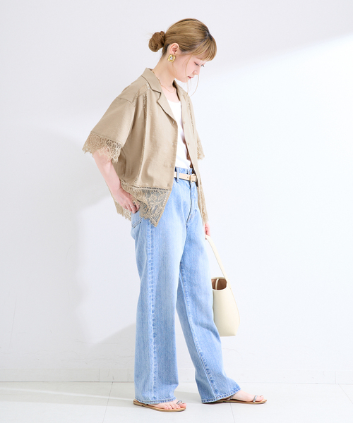 B.C STOCK(ベーセーストック)の「手洗い可 / レース接ぎシャツ(シャツ/ブラウス・レディース・ベージュ/ブラック・FREE)」の12枚目の写真