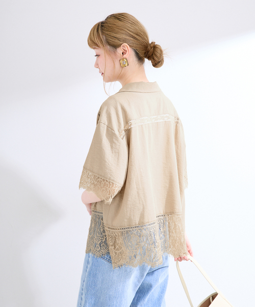 B.C STOCK(ベーセーストック)の「手洗い可 / レース接ぎシャツ(シャツ/ブラウス・レディース・ベージュ/ブラック・FREE)」の16枚目の写真