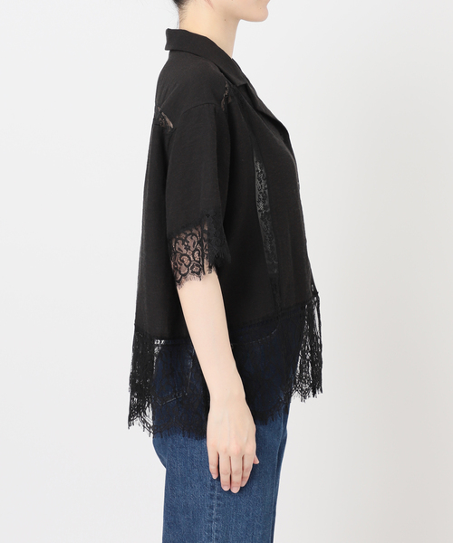 B.C STOCK(ベーセーストック)の「手洗い可 / レース接ぎシャツ(シャツ/ブラウス・レディース・ベージュ/ブラック・FREE)」の22枚目の写真