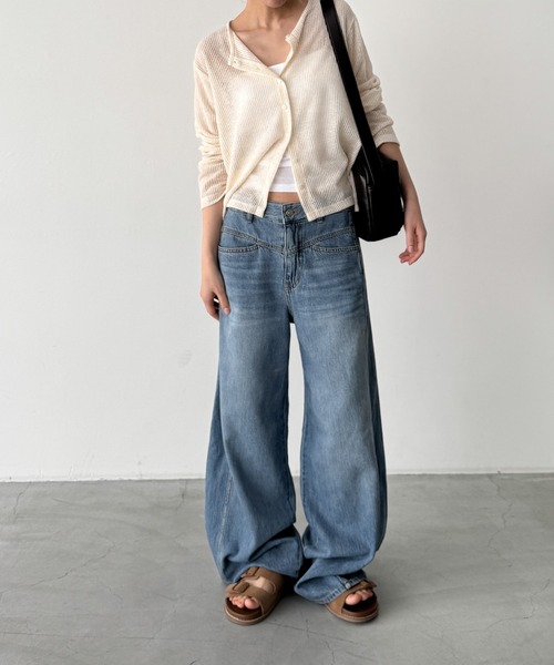 CANAL JEAN(キャナルジーン)の「bebyyou シアーリブカーディガン(カーディガン/ボレロ・レディース・グレー/ベージュ/ブラック・ONE SIZE)」の6枚目の写真