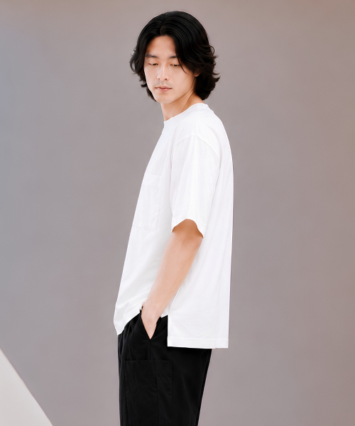 CUSTOMUS（カスタムアース）の「メンズエアロクールドロップショルダーキャプスリーブ半袖TシャツCXS26MKRT605アイビー（Tシャツ/カットソー・メンズ・アイボリー・X-LARGE/LARGE/MEDIUM）」の3枚目の写真
