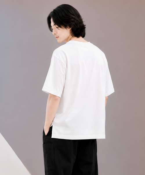 CUSTOMUS（カスタムアース）の「メンズエアロクールドロップショルダーキャプスリーブ半袖TシャツCXS26MKRT605アイビー（Tシャツ/カットソー・メンズ・アイボリー・X-LARGE/LARGE/MEDIUM）」の4枚目の写真