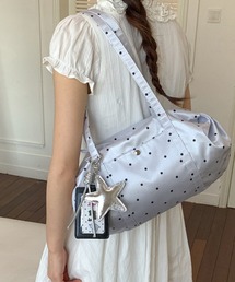 「Y2Kガーリー」 水玉柄ボストンバッグ 《通勤・通学に!》 大容量バッグ