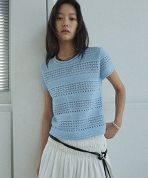 Pointelle Boucle Knit Blue