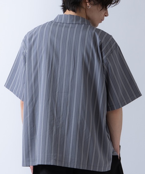 Crownor(クラウノアー)の「ストライプ 半袖シャツ(シャツ/ブラウス・メンズ・チャコール/グリーン/ブルー・MEDIUM/LARGE)」の6枚目の写真