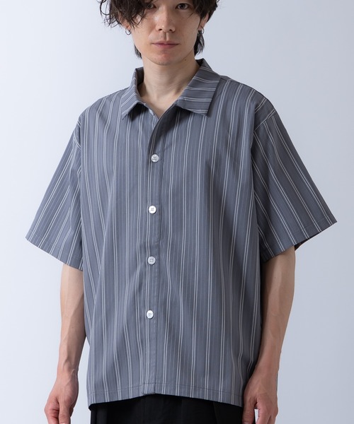 Crownor(クラウノアー)の「ストライプ 半袖シャツ(シャツ/ブラウス・メンズ・チャコール/グリーン/ブルー・MEDIUM/LARGE)」の8枚目の写真