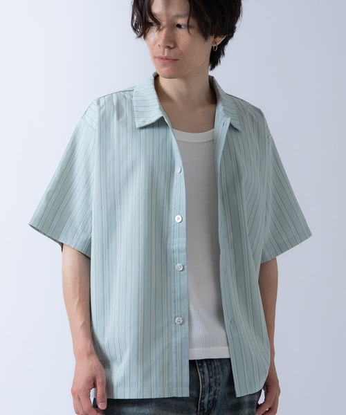 Crownor(クラウノアー)の「ストライプ 半袖シャツ(シャツ/ブラウス・メンズ・チャコール/グリーン/ブルー・MEDIUM/LARGE)」の9枚目の写真