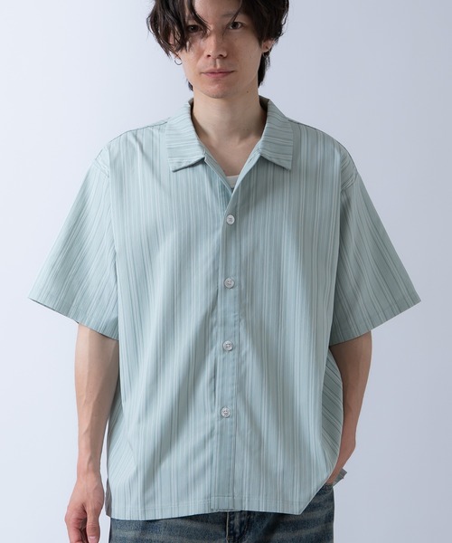 Crownor(クラウノアー)の「ストライプ 半袖シャツ(シャツ/ブラウス・メンズ・チャコール/グリーン/ブルー・MEDIUM/LARGE)」の19枚目の写真