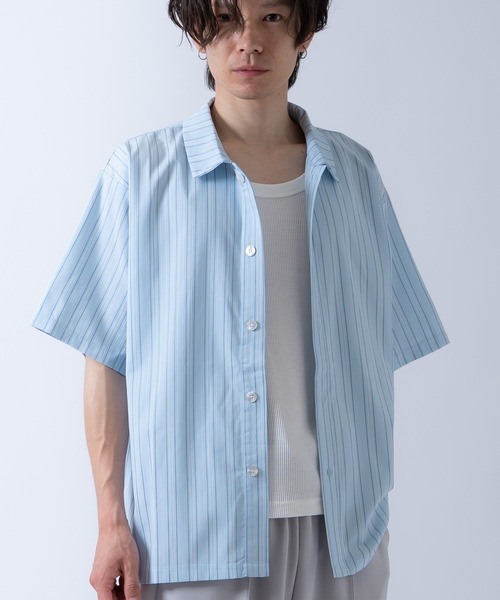 Crownor(クラウノアー)の「ストライプ 半袖シャツ(シャツ/ブラウス・メンズ・チャコール/グリーン/ブルー・MEDIUM/LARGE)」の20枚目の写真