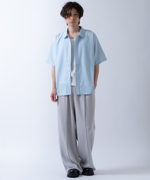 Crownor(クラウノアー)の「ストライプ 半袖シャツ(シャツ/ブラウス・メンズ・チャコール/グリーン/ブルー・MEDIUM/LARGE)」の12枚目の写真