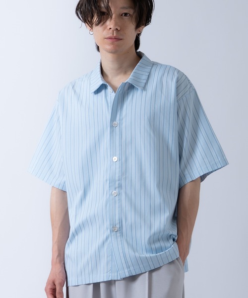 Crownor(クラウノアー)の「ストライプ 半袖シャツ(シャツ/ブラウス・メンズ・チャコール/グリーン/ブルー・MEDIUM/LARGE)」の13枚目の写真