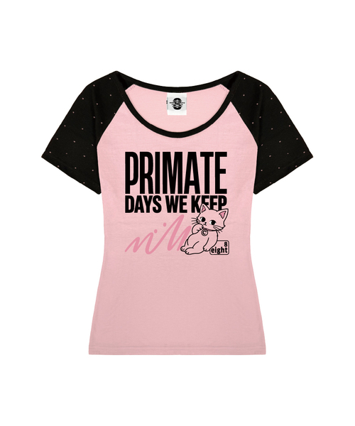 PRIMATE(プライメイト)の「KEEP CAT Uネックドットレギュランスリムフィット半袖Tシャツ 4 COLORS(Tシャツ/カットソー・レディース・ホワイト/ピンク/ブルー/ブラウン・SMALL/MEDIUM)」の4枚目の写真