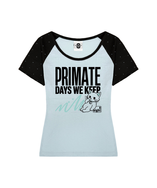 PRIMATE(プライメイト)の「KEEP CAT Uネックドットレギュランスリムフィット半袖Tシャツ 4 COLORS(Tシャツ/カットソー・レディース・ホワイト/ピンク/ブルー/ブラウン・SMALL/MEDIUM)」の3枚目の写真