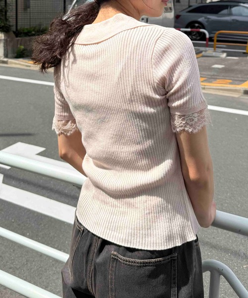 AS KNOW AS plus(アズノゥアズプラス)の「☆アソート襟付き刺繍半袖カーディガン( ブランドロゴプレート付き)(カーディガン/ボレロ・レディース・グレー系/シルバー系/ブラウン/ピンク・FREE)」の18枚目の写真