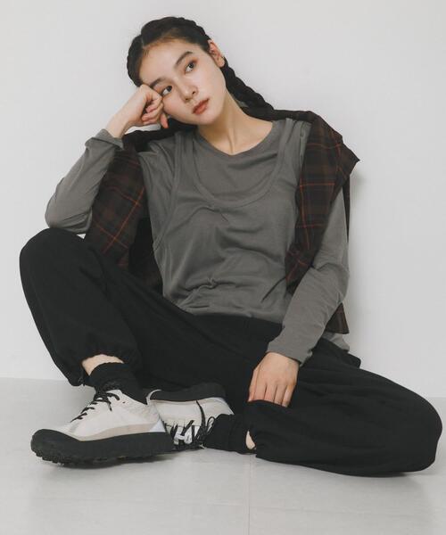 EKAL（エカル）の「綿カシミヤレイヤードTシャツ（Tシャツ/カットソー・レディース・グレー/ライトグレー/チャコールグレー・ONE）」の4枚目の写真