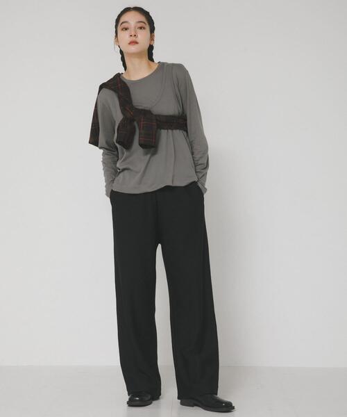 EKAL（エカル）の「綿カシミヤレイヤードTシャツ（Tシャツ/カットソー・レディース・グレー/ライトグレー/チャコールグレー・ONE）」の10枚目の写真