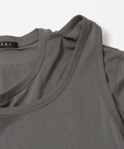 EKAL（エカル）の「綿カシミヤレイヤードTシャツ（Tシャツ/カットソー・レディース・グレー/ライトグレー/チャコールグレー・ONE）」の13枚目の写真