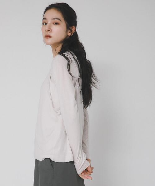 EKAL（エカル）の「綿カシミヤレイヤードTシャツ（Tシャツ/カットソー・レディース・グレー/ライトグレー/チャコールグレー・ONE）」の16枚目の写真