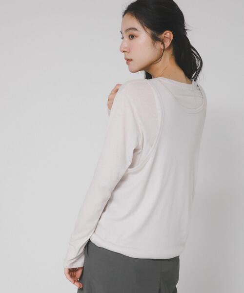 EKAL（エカル）の「綿カシミヤレイヤードTシャツ（Tシャツ/カットソー・レディース・グレー/ライトグレー/チャコールグレー・ONE）」の17枚目の写真