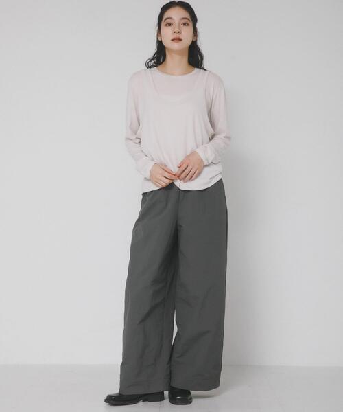EKAL（エカル）の「綿カシミヤレイヤードTシャツ（Tシャツ/カットソー・レディース・グレー/ライトグレー/チャコールグレー・ONE）」の20枚目の写真