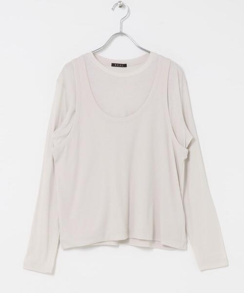 EKAL（エカル）の「綿カシミヤレイヤードTシャツ（Tシャツ/カットソー・レディース・グレー/ライトグレー/チャコールグレー・ONE）」の22枚目の写真