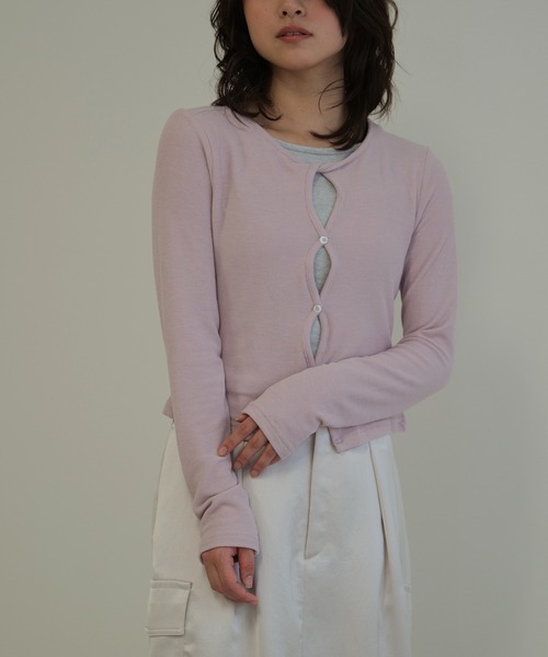 LYORI(リオリ)の「レイヤードリブカットソートップス(Tシャツ/カットソー・レディース・グレー/PINK・FREE)」の3枚目の写真